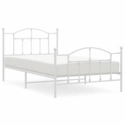 Berkfield Home Metal Bed Frame with Headboard & Footboard White 100x200 cm - thumbnail 1