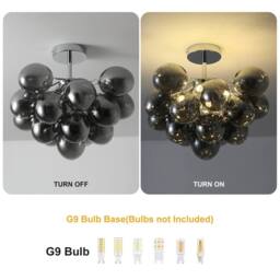 NIVOR 4 Light Sputnik Glass Bubble Flush Mount chandelier Adjustable Pendant in Pale Grey - thumbnail 3