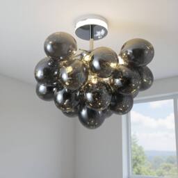 NIVOR 4 Light Sputnik Glass Bubble Flush Mount chandelier Adjustable Pendant in Pale Grey