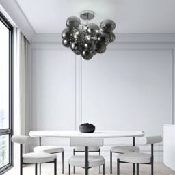 NIVOR 4 Light Sputnik Glass Bubble Flush Mount chandelier Adjustable Pendant in Pale Grey - thumbnail 5