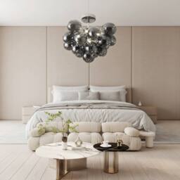 NIVOR 4 Light Sputnik Glass Bubble Flush Mount chandelier Adjustable Pendant in Pale Grey - thumbnail 7