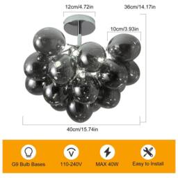 NIVOR 4 Light Sputnik Glass Bubble Flush Mount chandelier Adjustable Pendant in Pale Grey - thumbnail 2