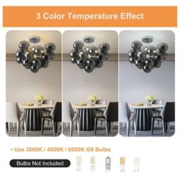 NIVOR 4 Light Sputnik Glass Bubble Flush Mount chandelier Adjustable Pendant in Pale Grey - thumbnail 4