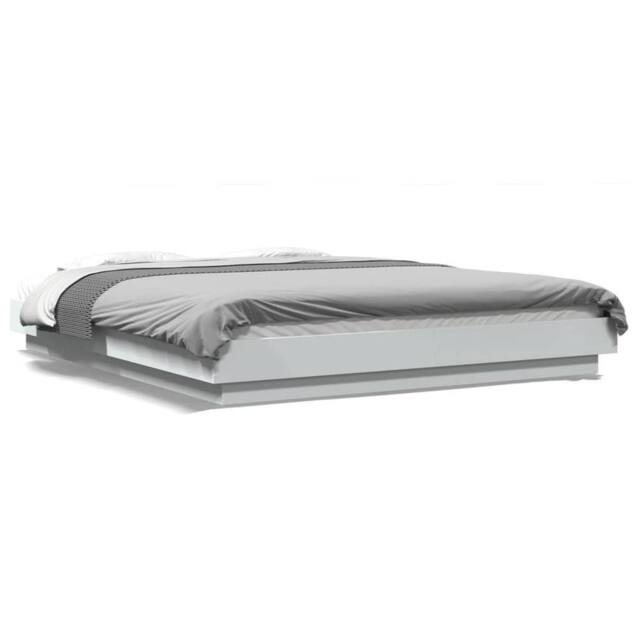 Berkfield Home Bed Frame with LED Lights without Mattress White 160x200cm - Size: 160x200 cm - image 1