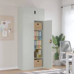 Berkfield Home File Cabinet Light Grey 90x40x220 cm Steel - Size: 90 x 40 x 220 cm - thumbnail 2