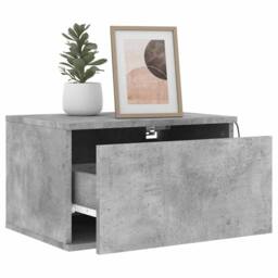 Berkfield Home Durable Wall-mounted Bedside Cabinets with LED Lights 2 pcs Concr in Grey - thumbnail 4