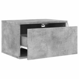 Berkfield Home Durable Wall-mounted Bedside Cabinets with LED Lights 2 pcs Concr in Grey - thumbnail 7