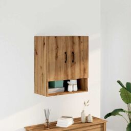 Berkfield Home Wall Cabinet Artisan Oak 60x31x70 cm Engineered Wood in Brown - Size: 60 x 31 x 70 cm - thumbnail 3
