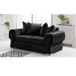 Furniture 786 Verona Scatter Back Plush Velvet 2 Seater Sofa in Black