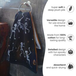 Allure Bath Fashions Luxury Halloween Hand Towels - 100% Cotton Spooky Tea Towels - thumbnail 6
