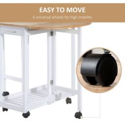 Wyld Haus Rasola White Drop Leaf Mobile Dining Table 2 Stools Drawers & Shelf - thumbnail 8