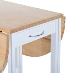 Wyld Haus Rasola White Drop Leaf Mobile Dining Table 2 Stools Drawers & Shelf - thumbnail 9