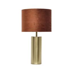 First Choice Lighting Amber - Gold Touch Operated 40cm Table Lamp Burnt Orange Velvet Shade