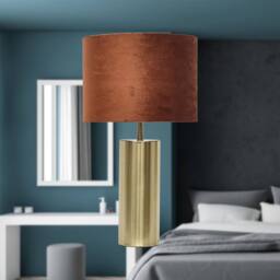 First Choice Lighting Amber - Gold Touch Operated 40cm Table Lamp Burnt Orange Velvet Shade - thumbnail 4