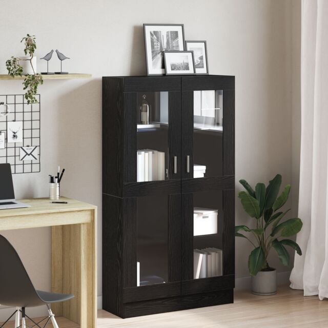 Berkfield Home Book Cabinet Black oak Engineered wood 82.5 x 30.5 x 150 cm - image 1