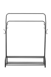 H&O Direct Double-Rod Metal Clothes Rack with Hooks in Black - thumbnail 1