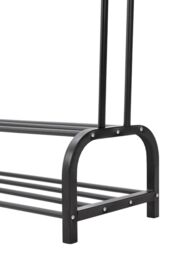 H&O Direct Double-Rod Metal Clothes Rack with Hooks in Black - thumbnail 5
