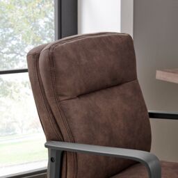 FurnitureboxUK Rosco Faux Leather Office Chair in Brown - thumbnail 5