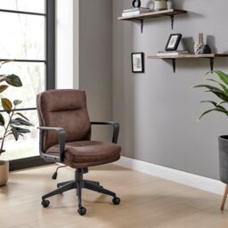 FurnitureboxUK Rosco Faux Leather Office Chair in Brown - thumbnail 4