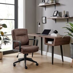 FurnitureboxUK Rosco Faux Leather Office Chair in Brown - thumbnail 1