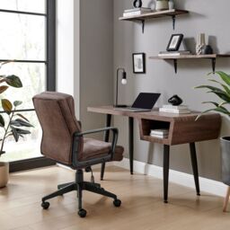 FurnitureboxUK Rosco Faux Leather Office Chair in Brown - thumbnail 3