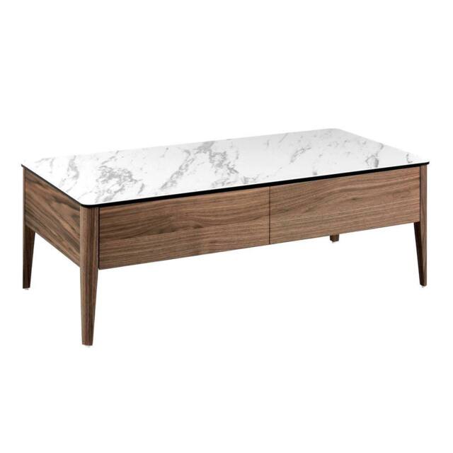 Angel Cerda Porcelain marble & walnut rectangular coffee table in Brown - image 1