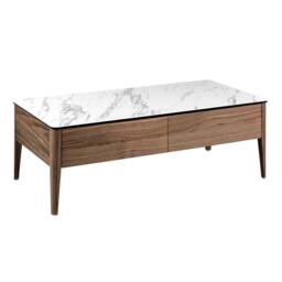 Angel Cerda Porcelain marble & walnut rectangular coffee table in Brown