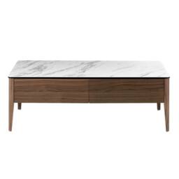 Angel Cerda Porcelain marble & walnut rectangular coffee table in Brown - thumbnail 2