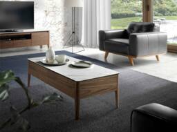 Angel Cerda Porcelain marble & walnut rectangular coffee table in Brown - thumbnail 3