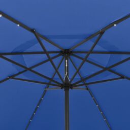 Berkfield Home Outdoor Parasol with LED Lights & Metal Pole 400 cm Azure Blue - thumbnail 4