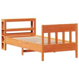 Berkfield Home Decorative Bed Frame without Mattress Wax Brown 100x200 cm Solid - thumbnail 1