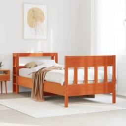 Berkfield Home Decorative Bed Frame without Mattress Wax Brown 100x200 cm Solid - thumbnail 2