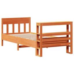 Berkfield Home Decorative Bed Frame without Mattress Wax Brown 100x200 cm Solid - thumbnail 6