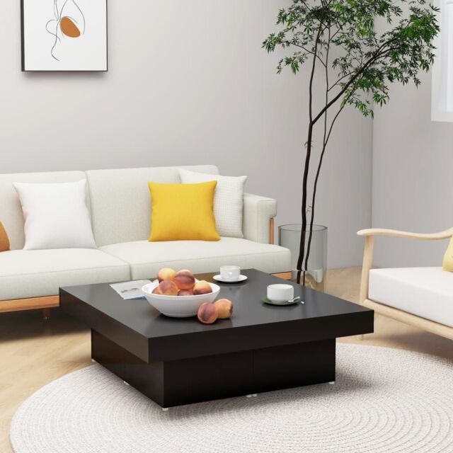 Berkfield Home Coffee Table Black 90x90x28 cm Engineered Wood - Size: 90 x 90 x 28 cm - image 1