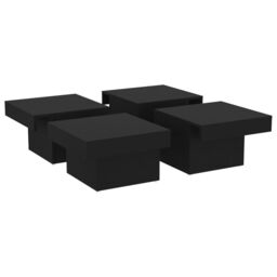 Berkfield Home Coffee Table Black 90x90x28 cm Engineered Wood - Size: 90 x 90 x 28 cm - thumbnail 4