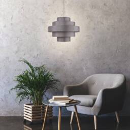 First Choice Lighting Set of 2 Silver Grey Faux Silk 5 Tier Light Shades - thumbnail 7