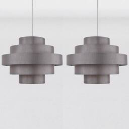 First Choice Lighting Set of 2 Silver Grey Faux Silk 5 Tier Light Shades - thumbnail 1
