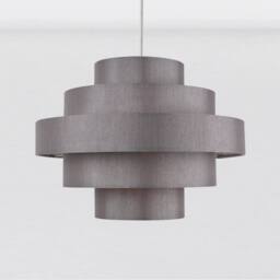 First Choice Lighting Set of 2 Silver Grey Faux Silk 5 Tier Light Shades - thumbnail 2