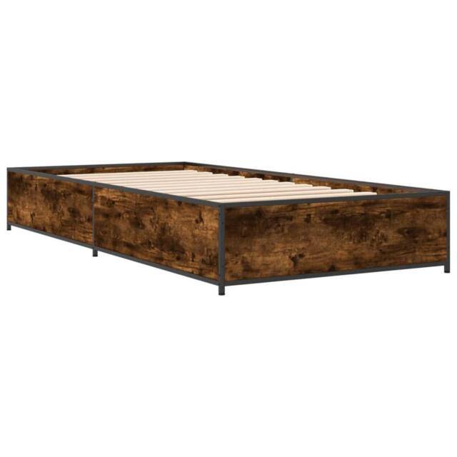 Berkfield Home Durable Bed Frame without Mattress Smoked Oak 75x190 cm Small Single in Brown - image 1