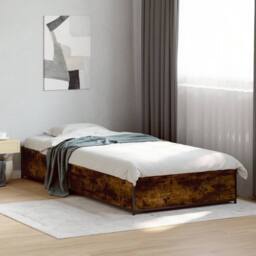 Berkfield Home Durable Bed Frame without Mattress Smoked Oak 75x190 cm Small Single in Brown - thumbnail 2
