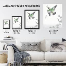"Artery8 Kingfisher Hunting Japanese Vintage Japan Wall Art Print Kashu - Size: W12"" x H16""" - thumbnail 3