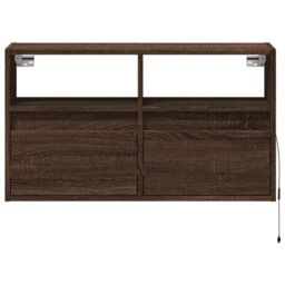 Berkfield Home TV Wall Cabinet with LED Lights Brown Oak 80x31x45 cm - Size: 80 x 31 x 45 cm - thumbnail 6