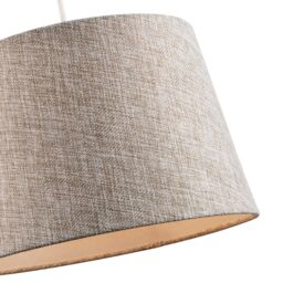 Happy Homewares Traditional Natural Textured Linen Drum Lamp Shade in Taupe Brown - Size: 12 inches - thumbnail 3