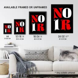 "Artery8 Noir Letters Red White Black Bold Modern Wall Art Print - Size: W12"" x H16""" - thumbnail 3