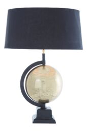 Orsina Matte Antique Brass Globe Table Lamp, Arched Frame Rotating Globe with Tapered Black Shade - thumbnail 5