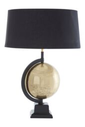 Orsina Matte Antique Brass Globe Table Lamp, Arched Frame Rotating Globe with Tapered Black Shade - thumbnail 4