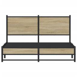 Berkfield Home Metal Bed Frame without Mattress Sonoma Oak 150x200 cm King Size in Light Brown - thumbnail 5