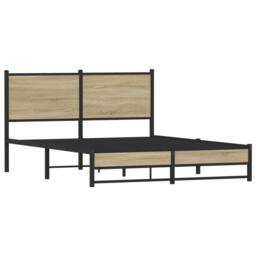 Berkfield Home Metal Bed Frame without Mattress Sonoma Oak 150x200 cm King Size in Light Brown - thumbnail 3