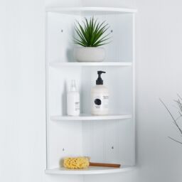 VonHaus 3 Tier Wall Mounted Bathroom Corner Shelf Unit in White - thumbnail 6