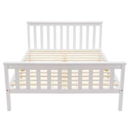 Rolipo 4ft6 Double Bed Frame White Solid Pine Wood Space Saving - thumbnail 7